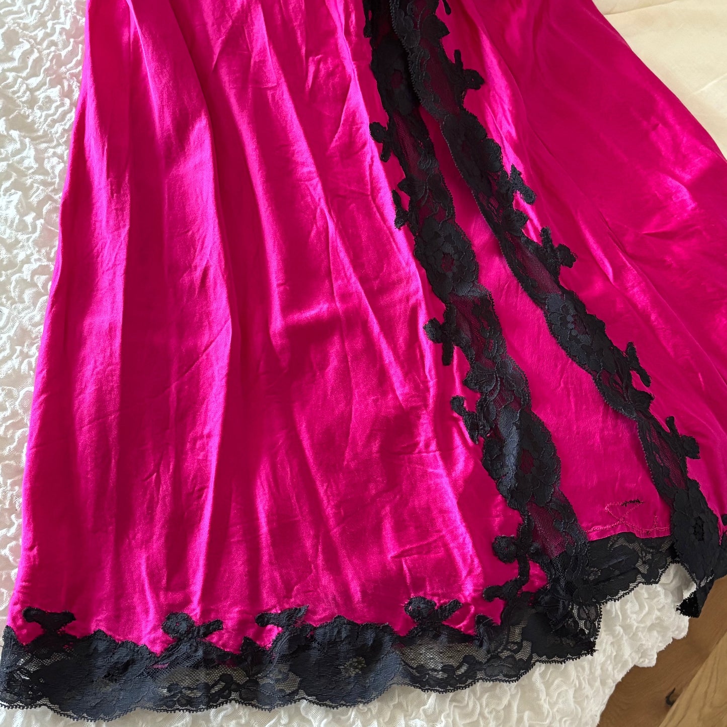 Fuchsia Satin Maxi Dress (S)