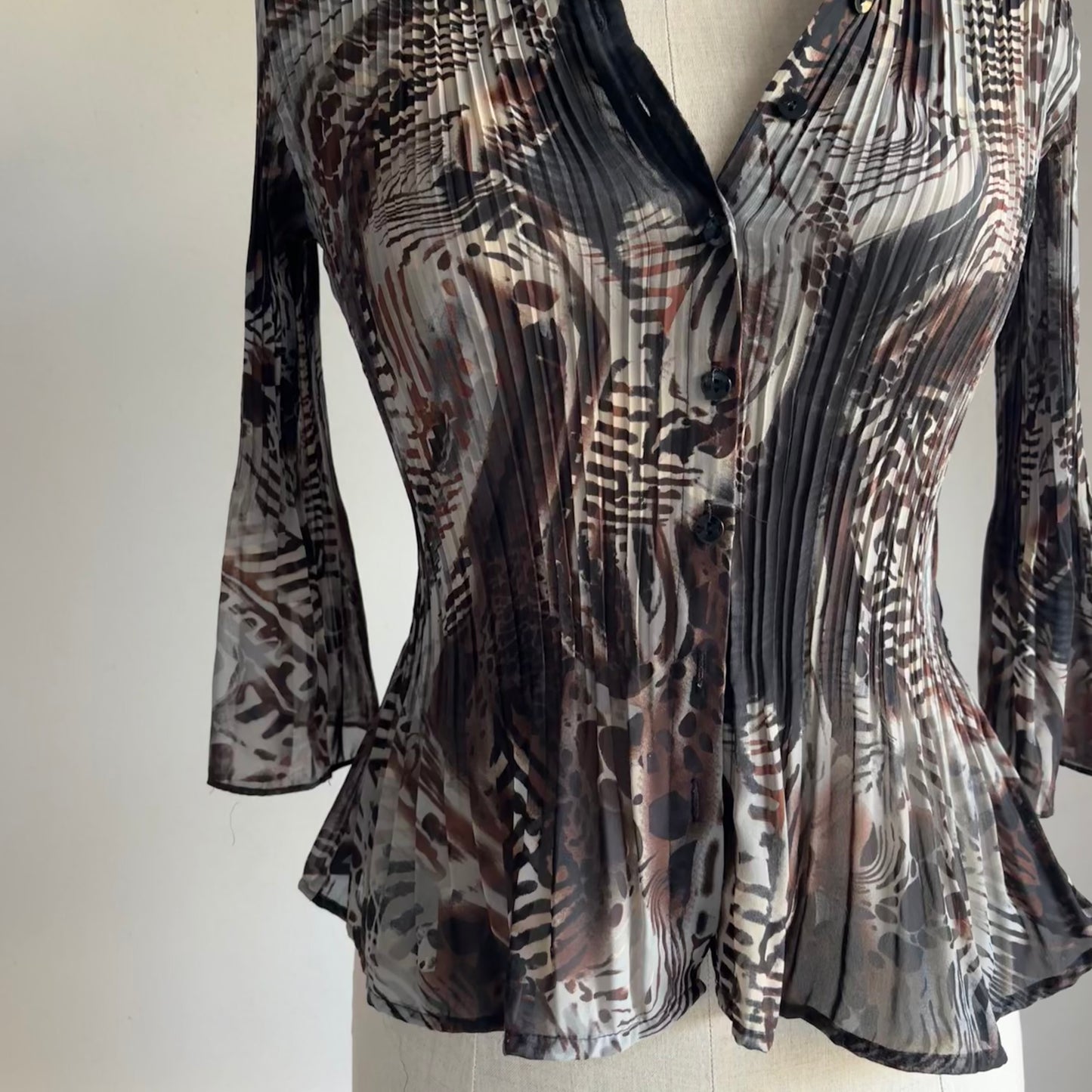 Pleated Animal Print Blouse (S/M)