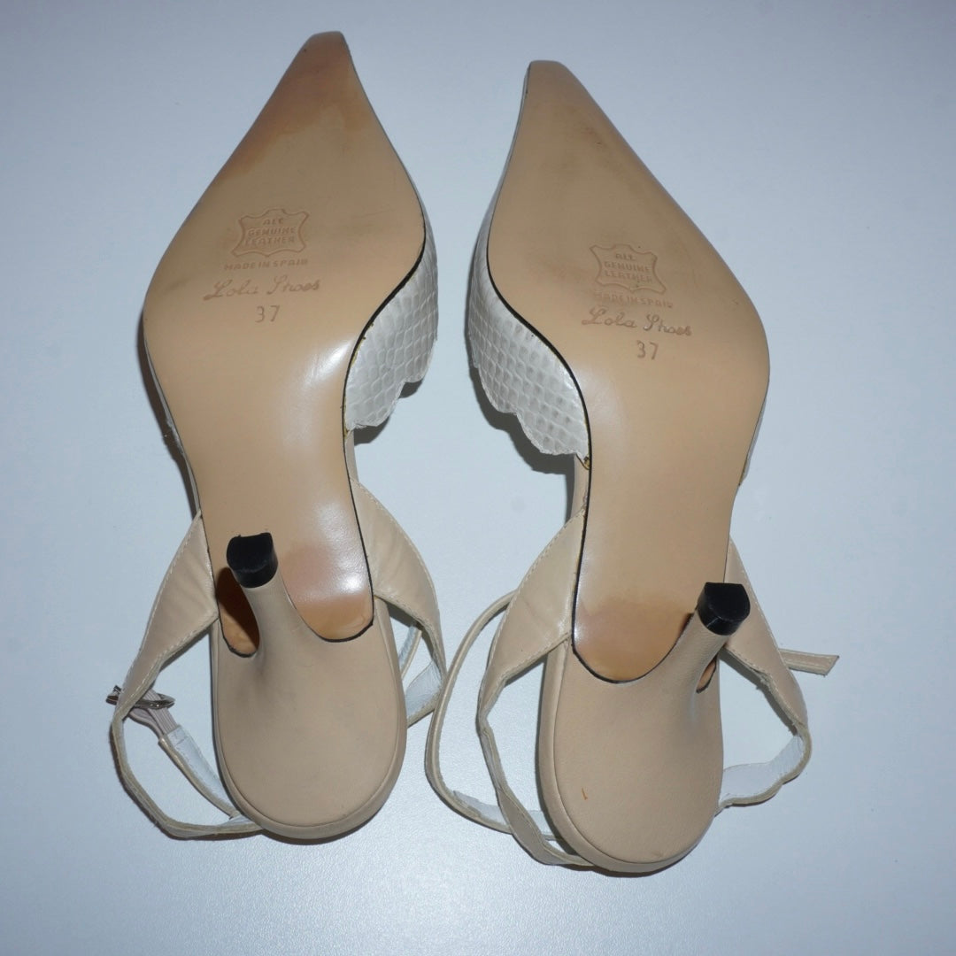 White Pointy Leather Heels (37)