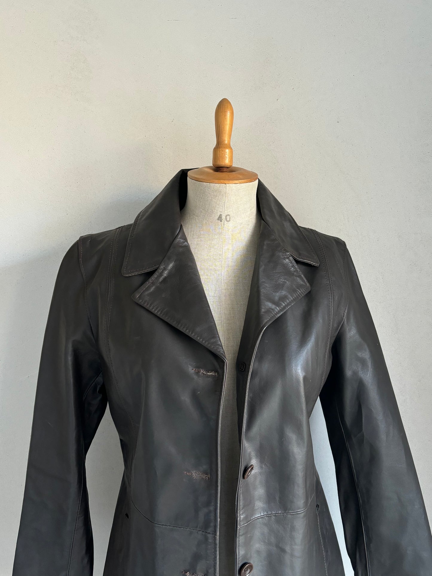 Brown Leather Coat (S)