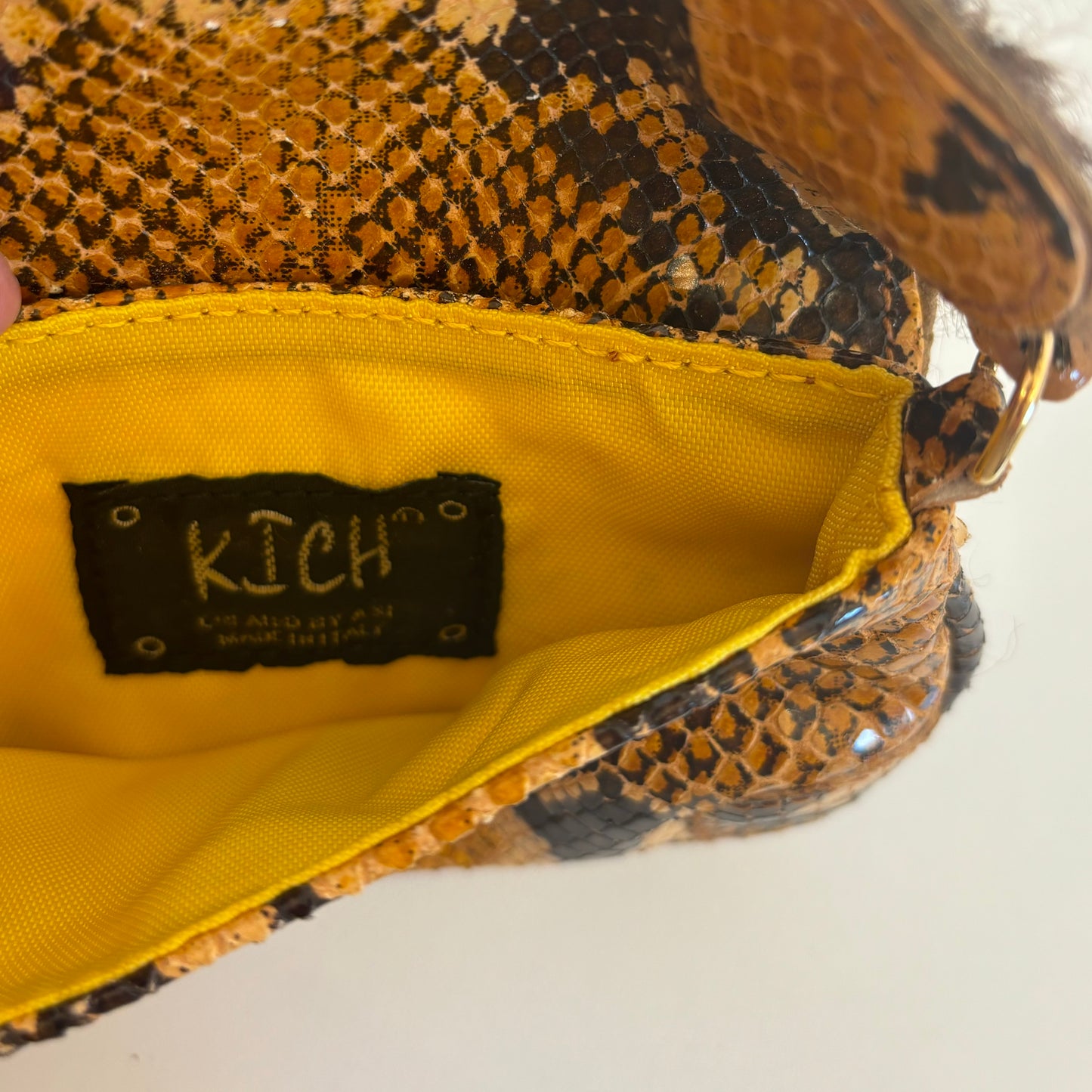 Snakeskin Print Fur Pouch