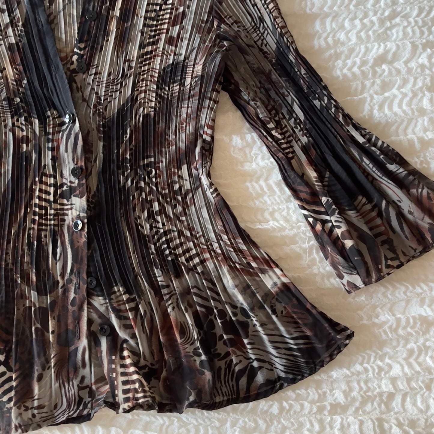 Pleated Animal Print Blouse (S/M)