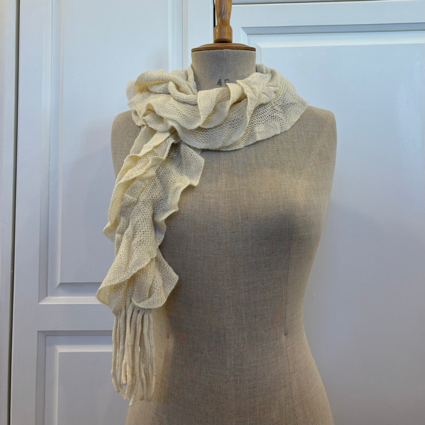 Ruffle Creme Scarf