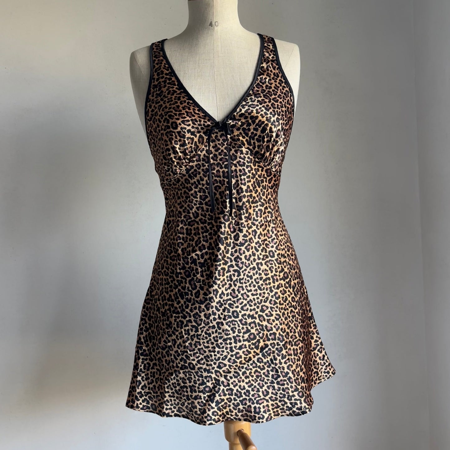 Leopard Satin Slip Dress (M)