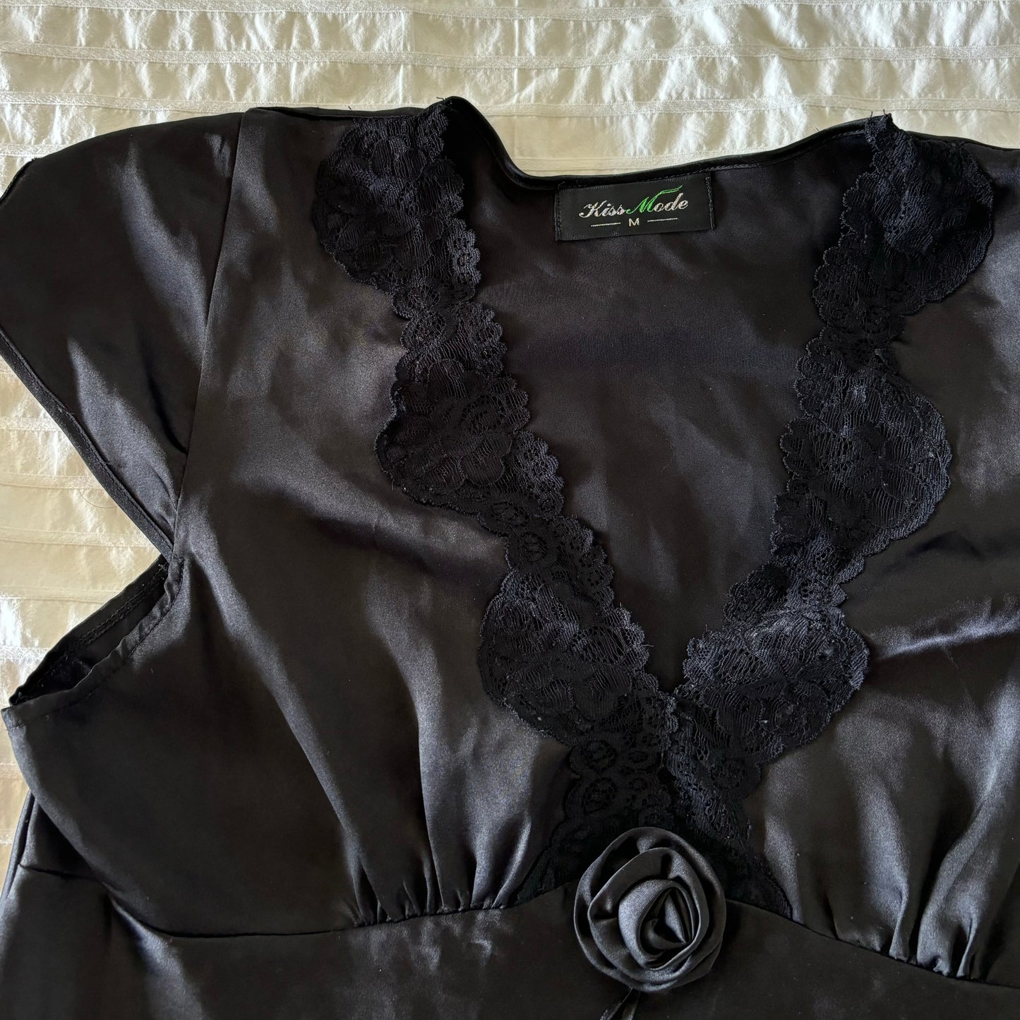 Black Rosette Satin Top (S)