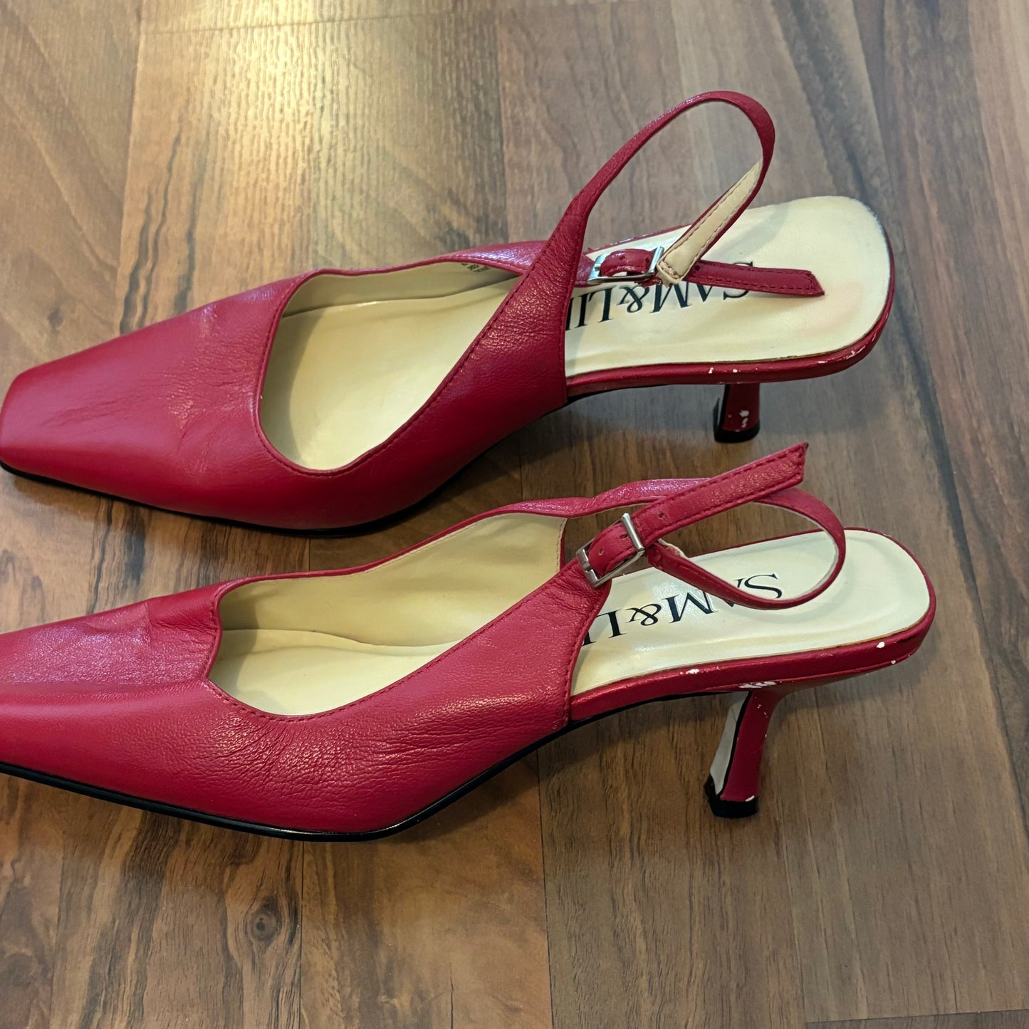 Red Leather Slingbacks (37.5)