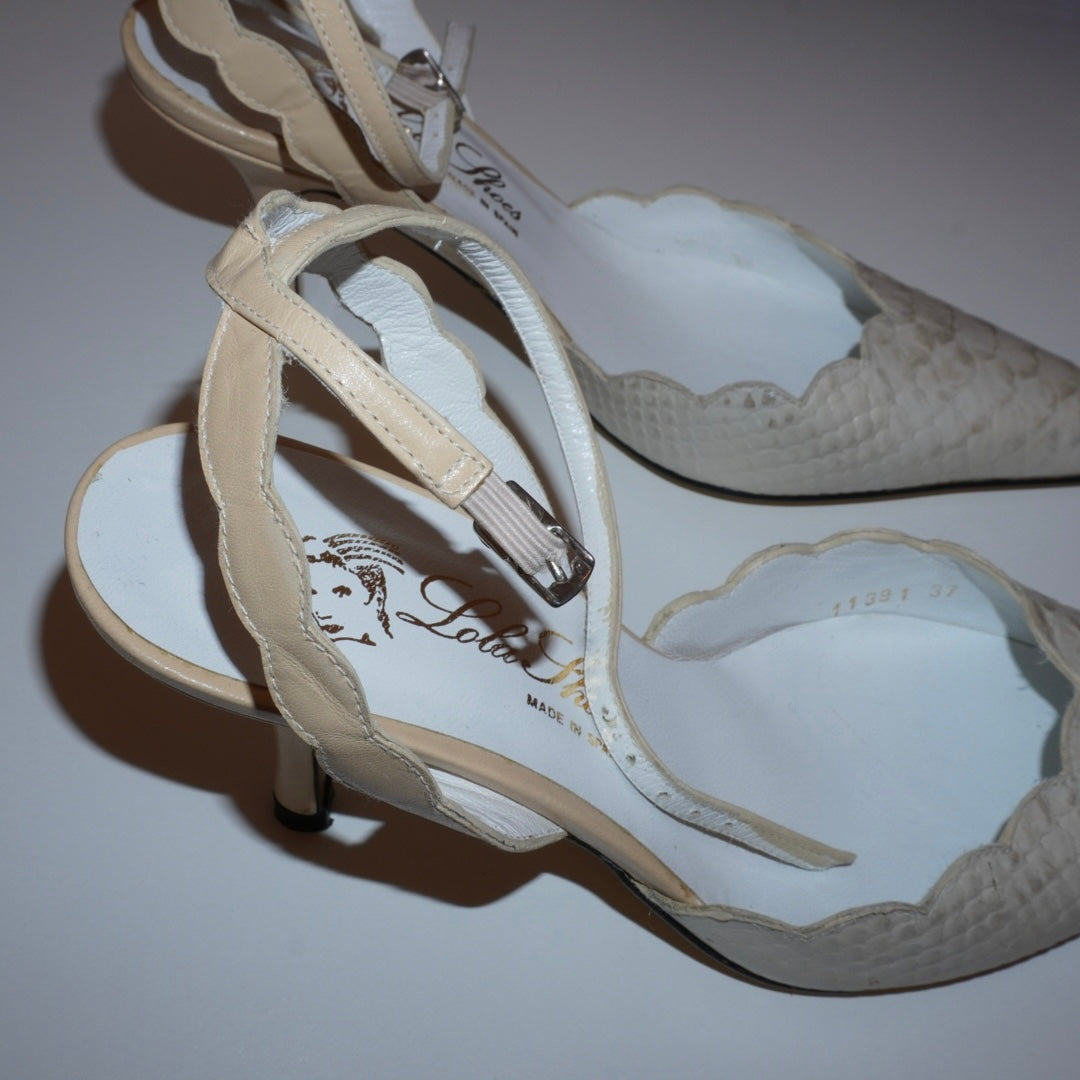 White Pointy Leather Heels (37)