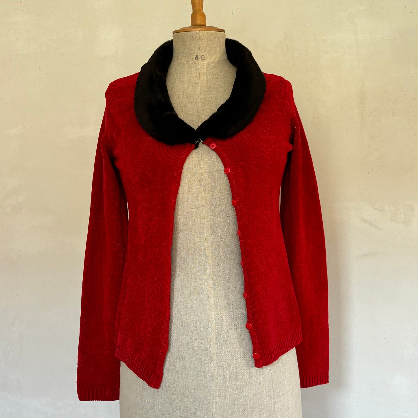 Faux Fur Knit Cardigan (M)