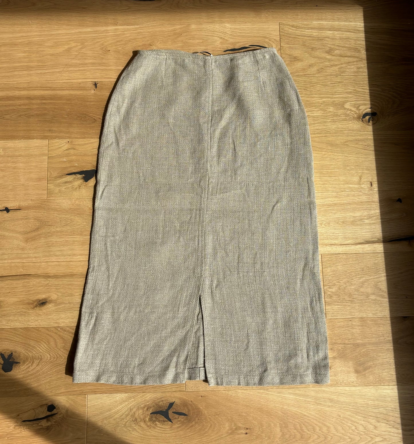 Beige Linen Midi Skirt (S)