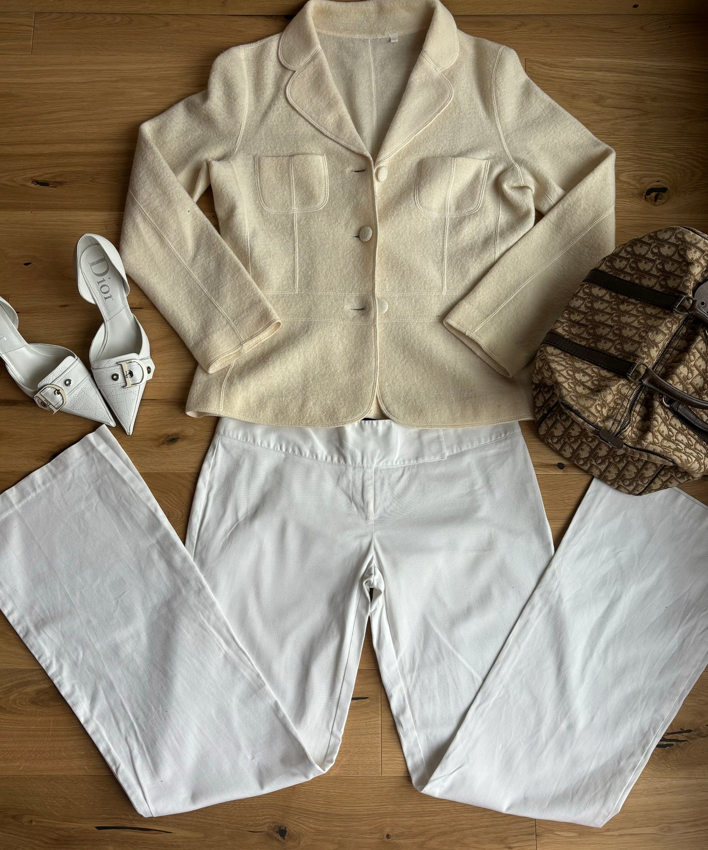 White Bootcut Trousers (S)