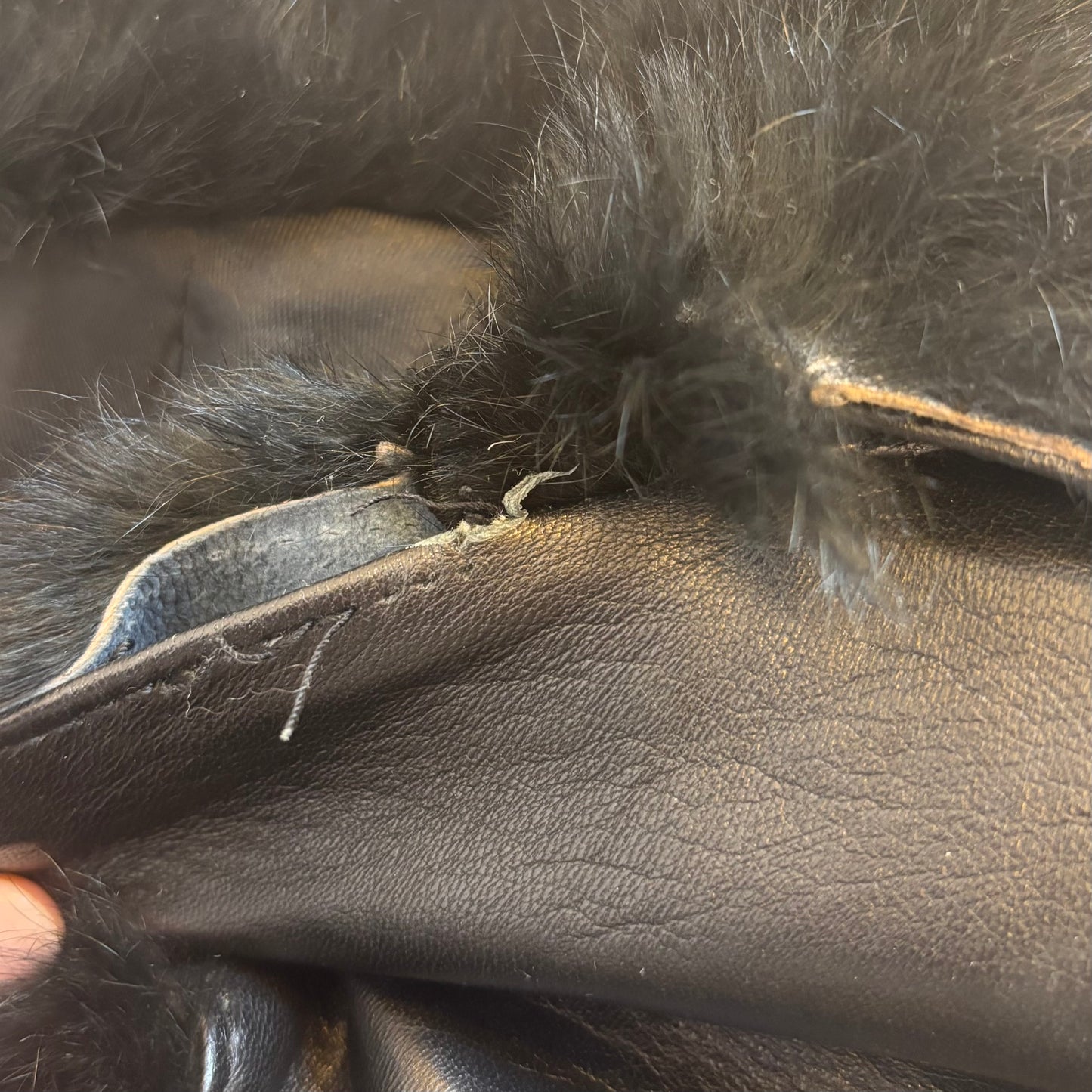 Fur Trim Leather Jacket (S)