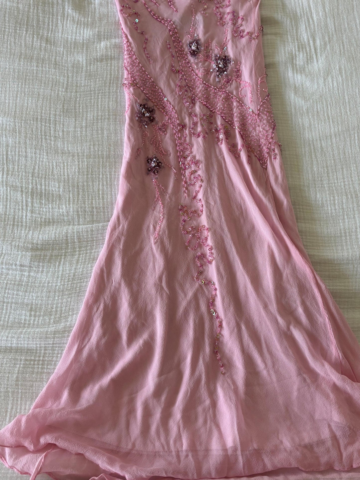 Pink Silk Beaded Dress (XS)