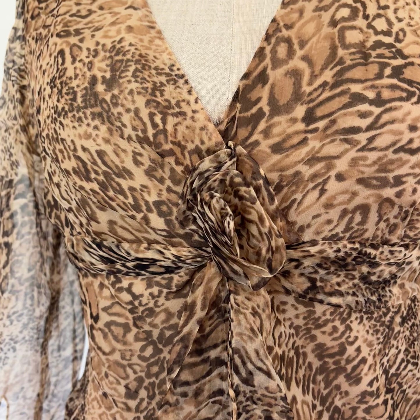 Leopard Silk Rosette Top (S)