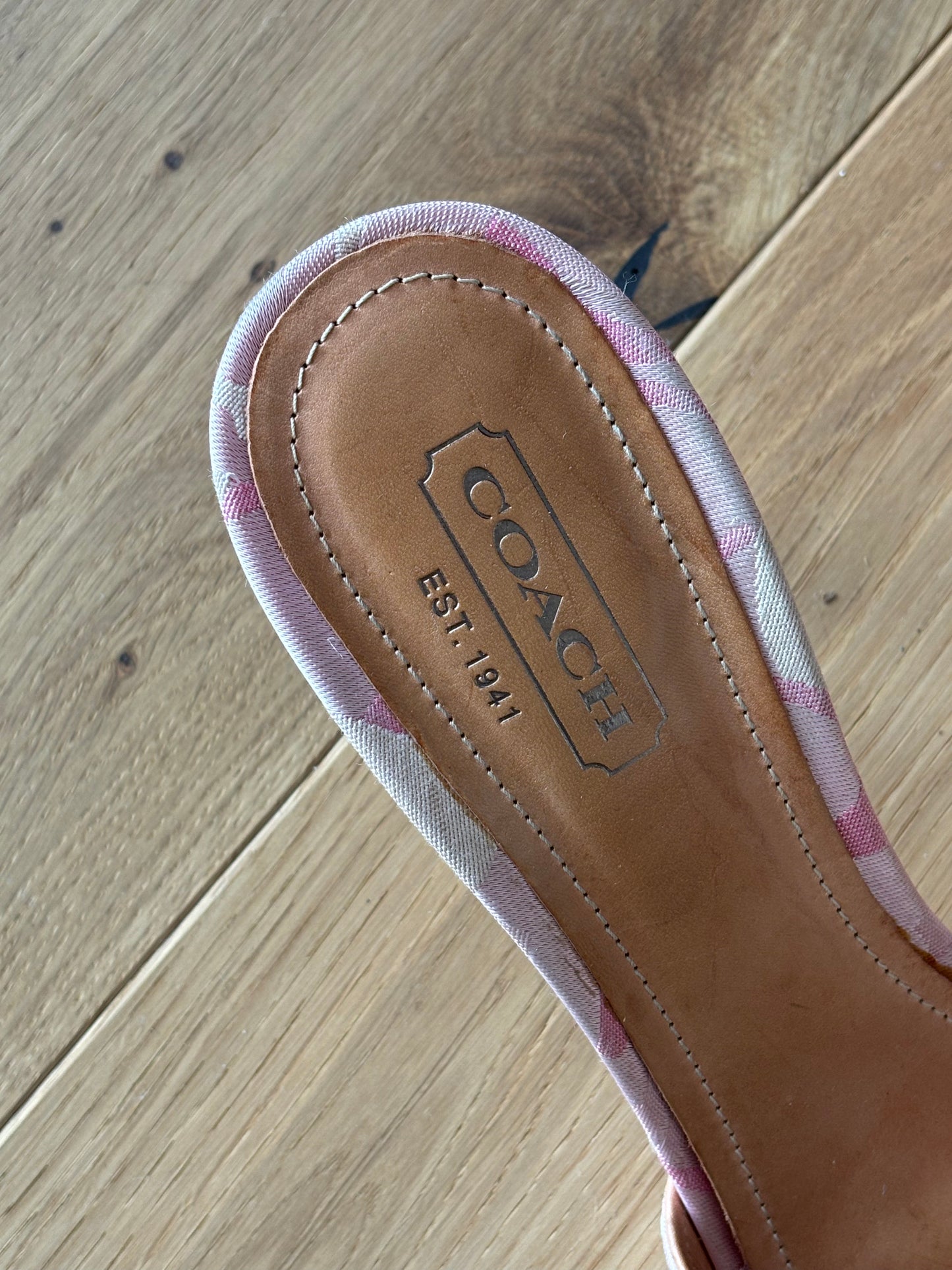 Coach Pink Monogram Mules (39.5)