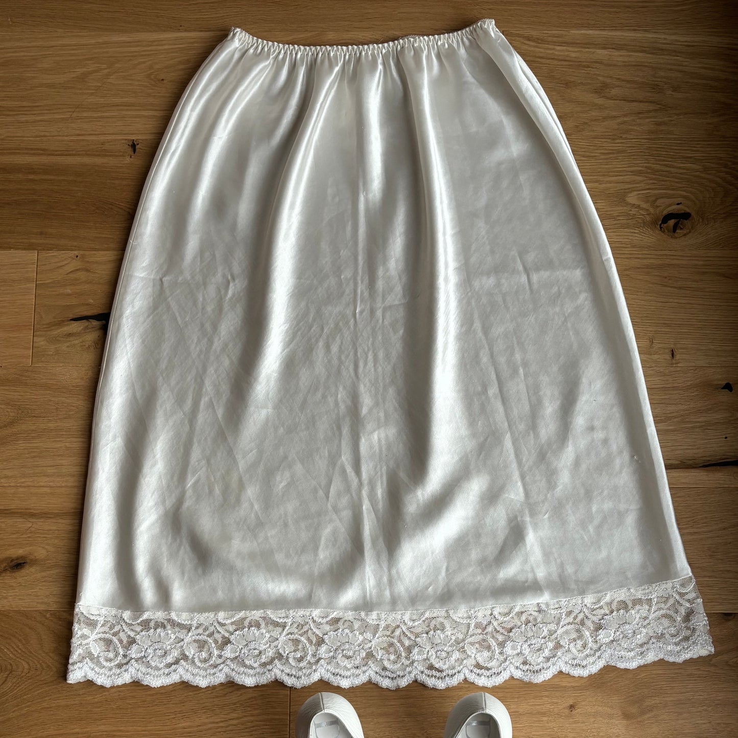 White Midi Slip Skirt (L)