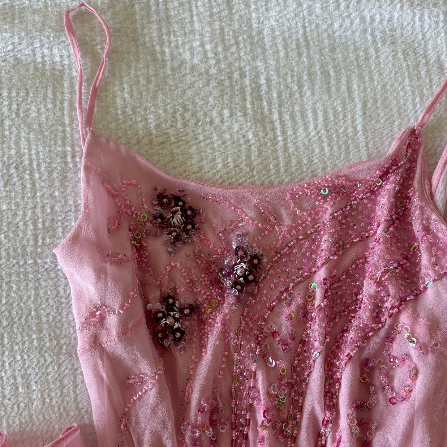 Pink Silk Beaded Dress (XS)