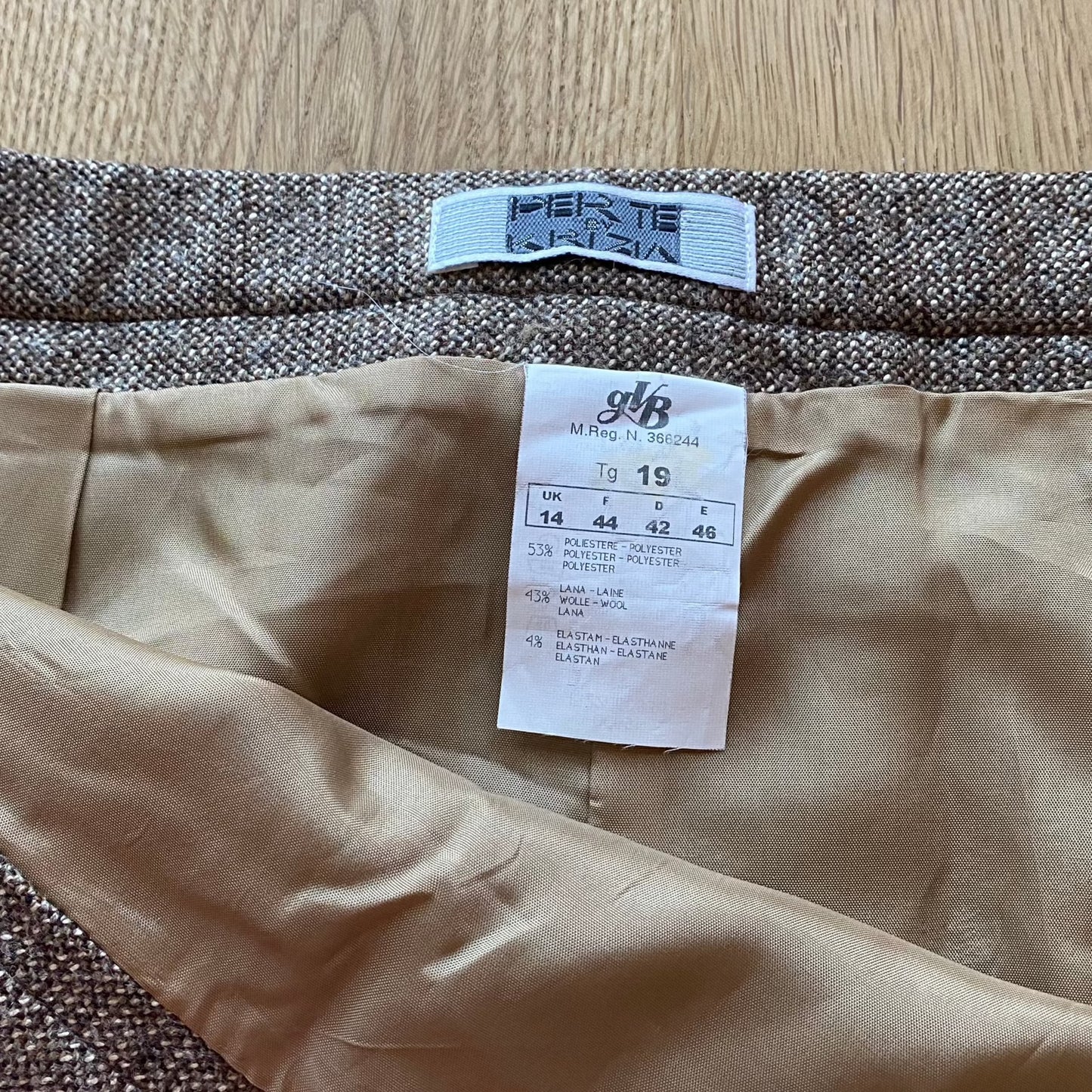 Brown Wool Midi Skirt (M)