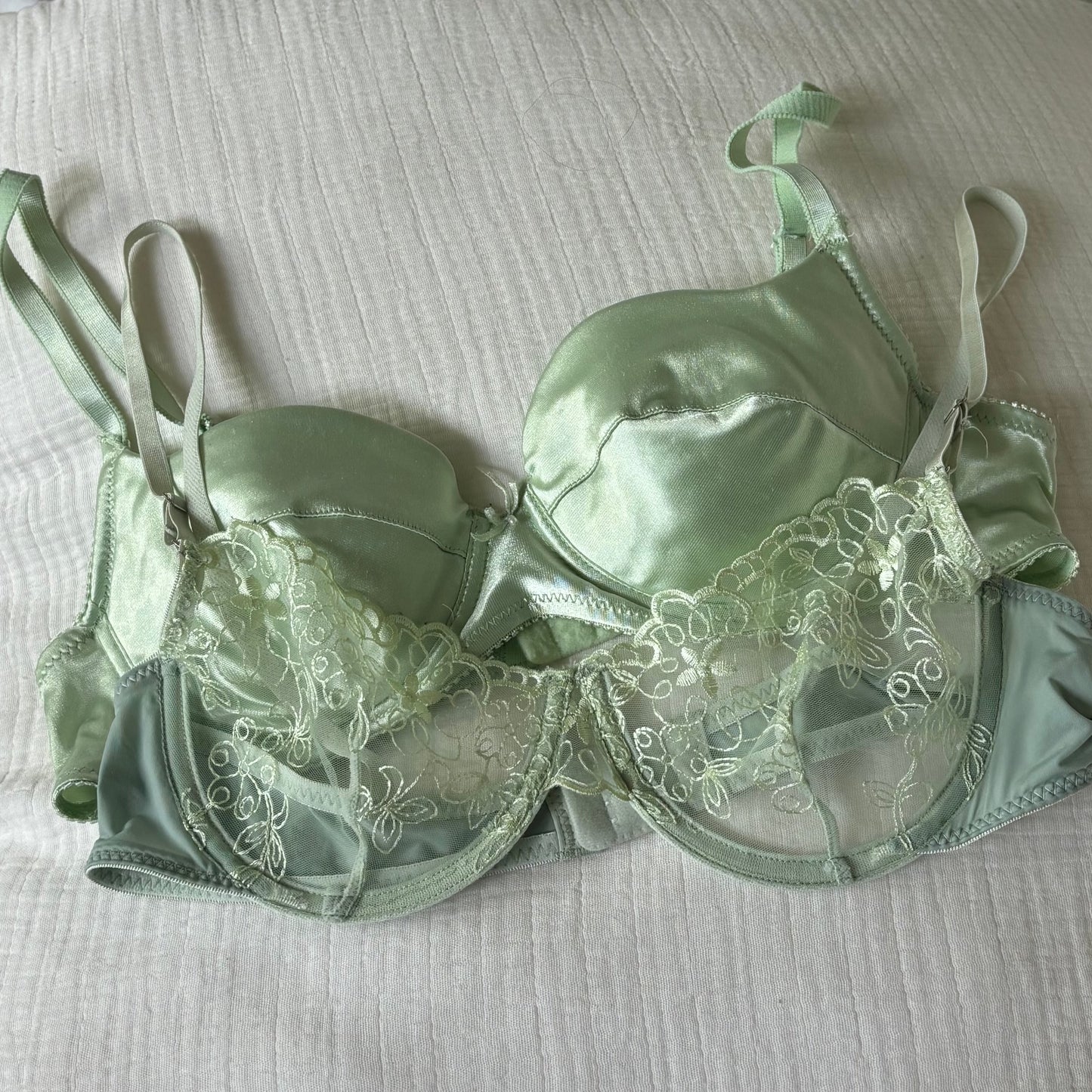 Green Satin Bra (80B)