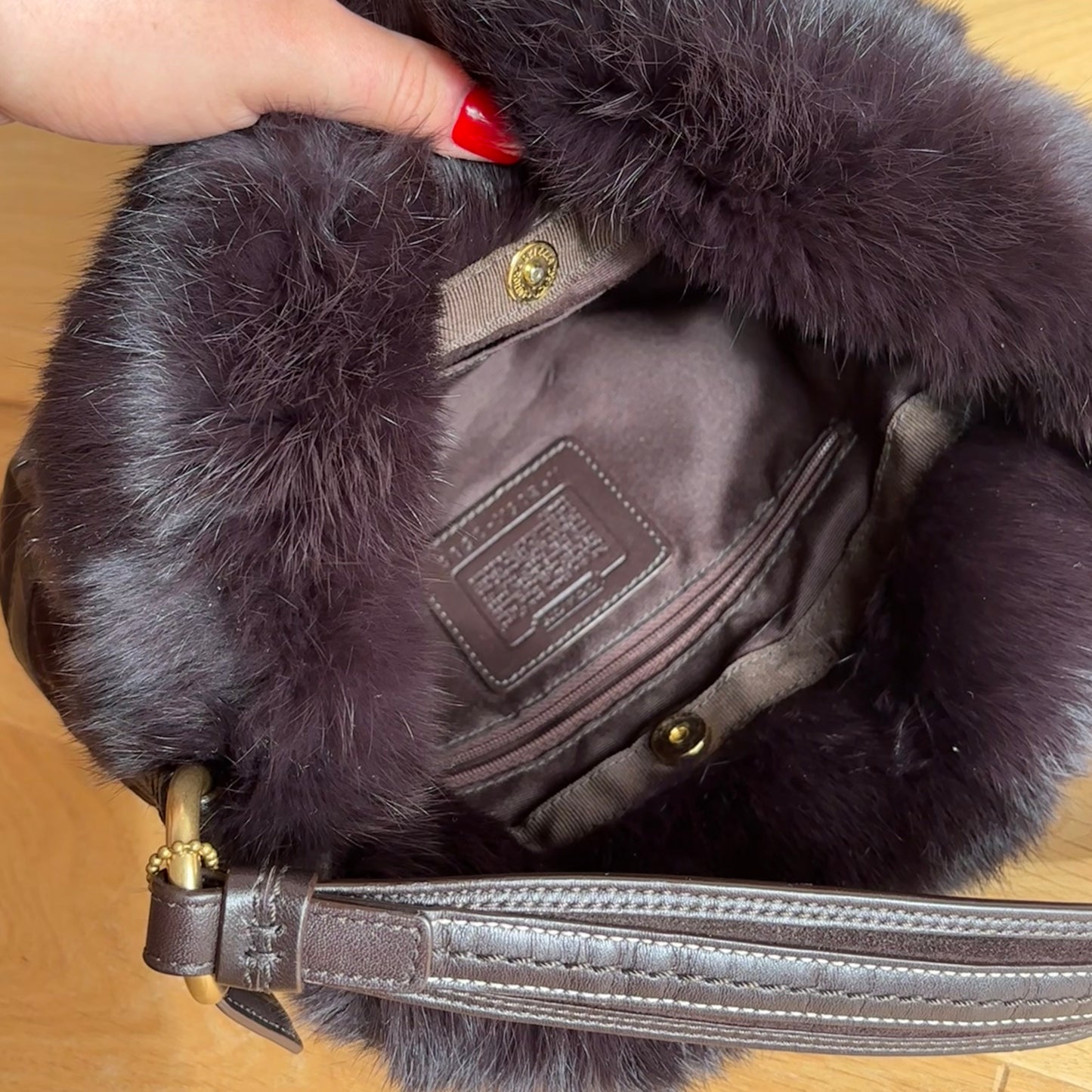 Coach Satin Fur Trim Purse