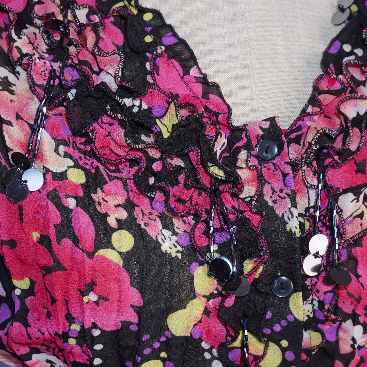 Beaded Ruffle Blouse (S)