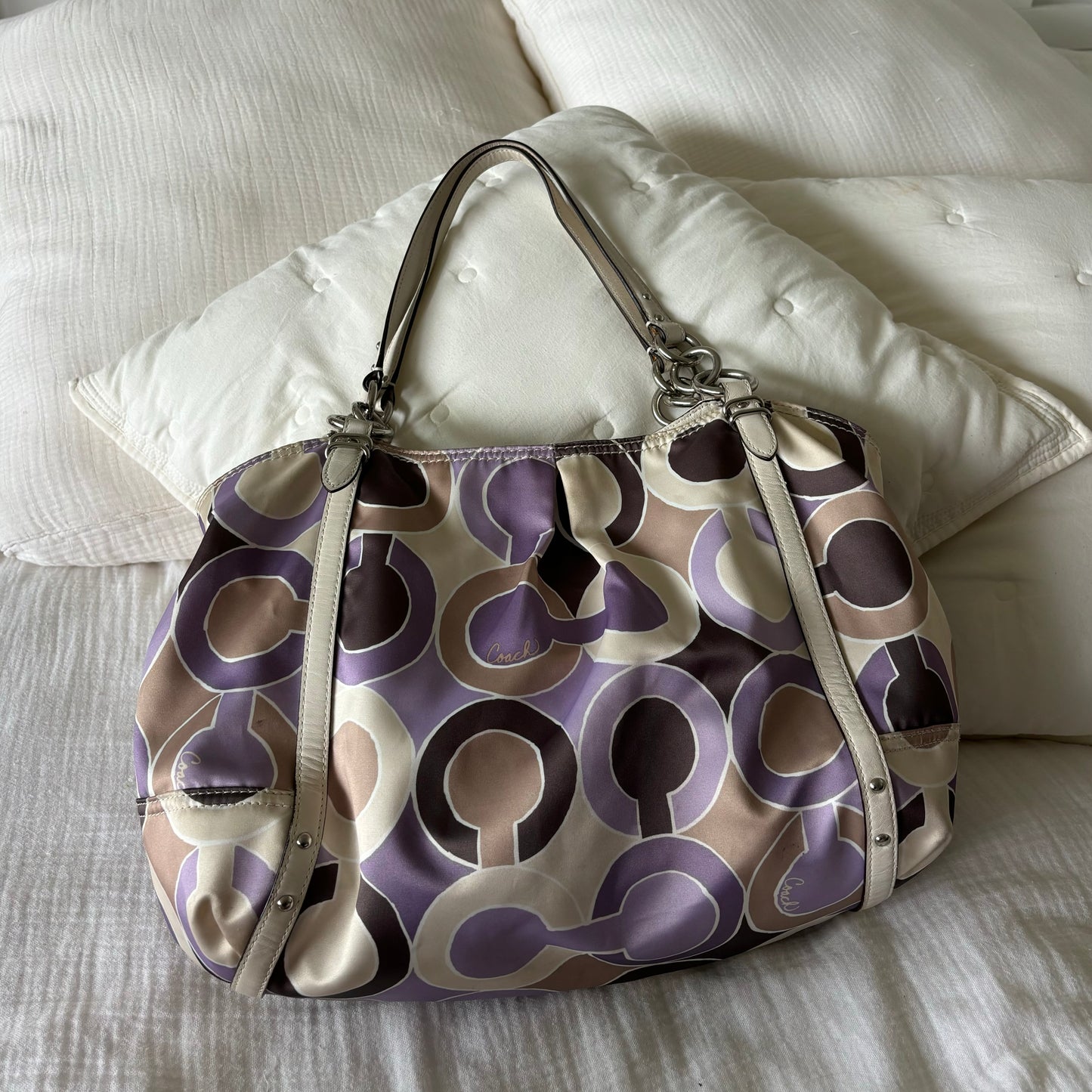 Coach Monogram Satin Tote