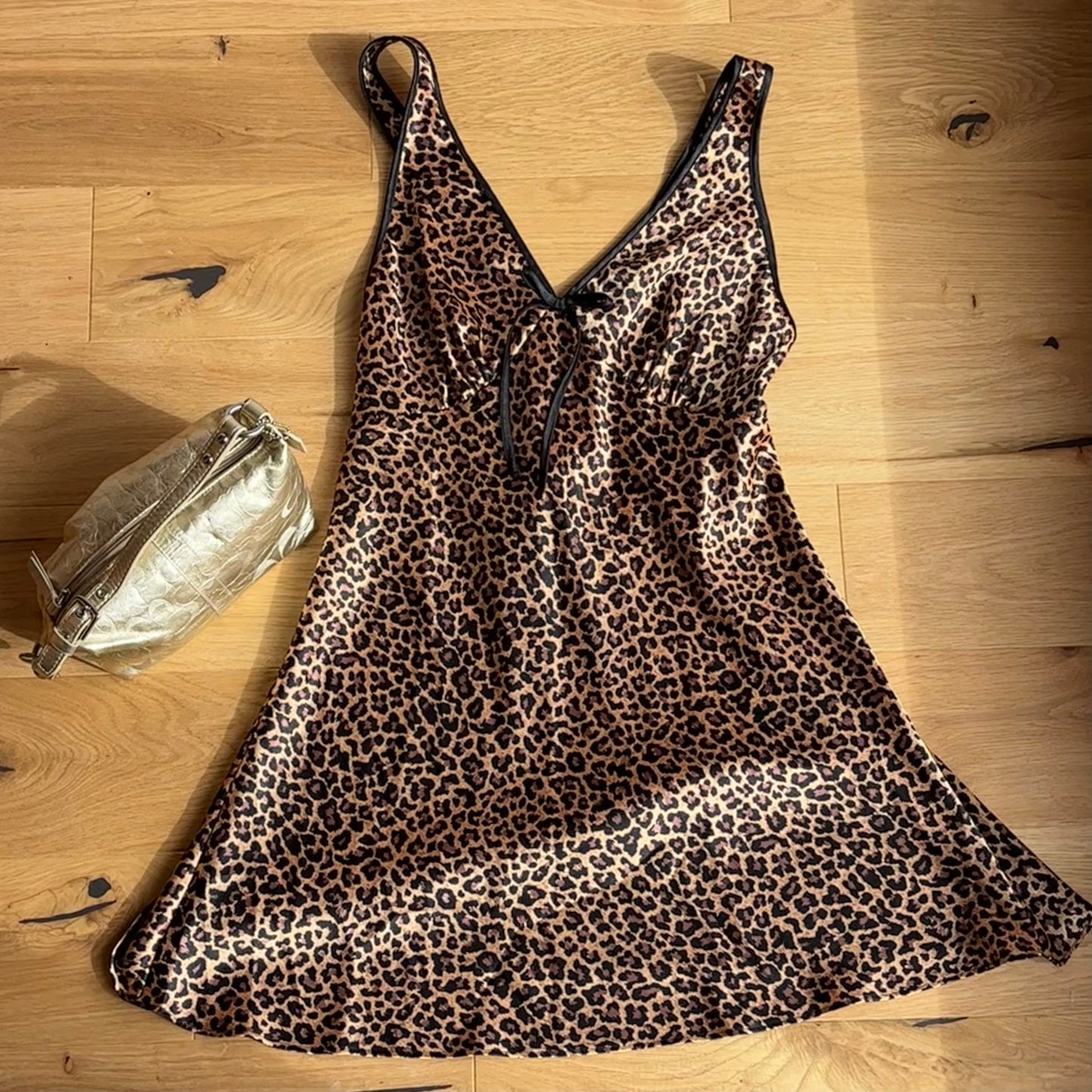 Leopard Satin Slip Dress (M)