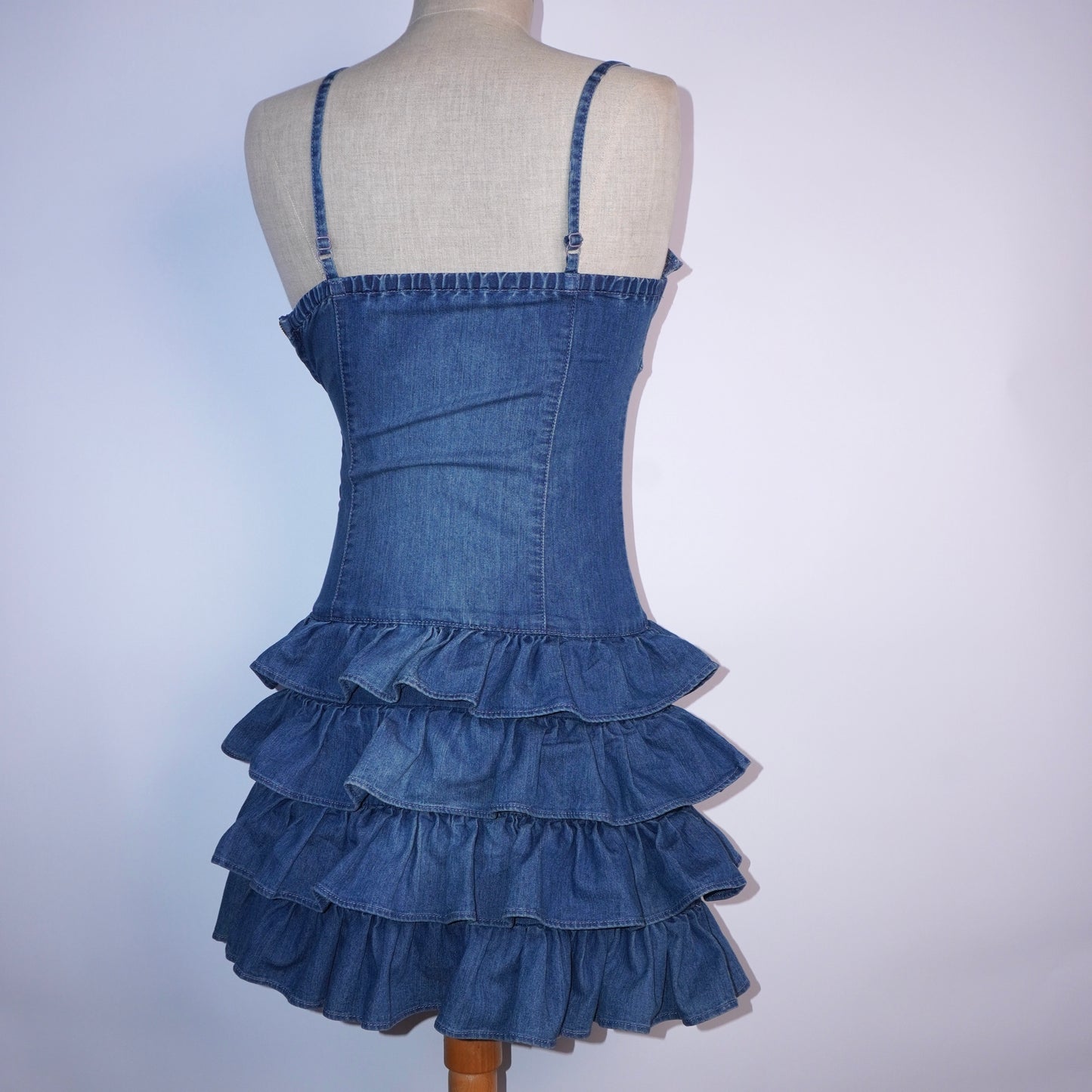Denim Ruffle Dress (S)
