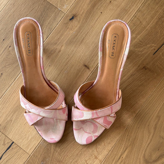 Coach Pink Monogram Mules (39.5)