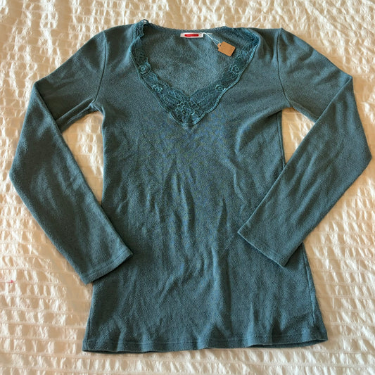 Teal Pointelle Top (M)