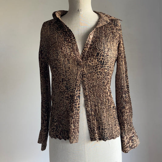 Leopard Pleated Blouse (S/M)