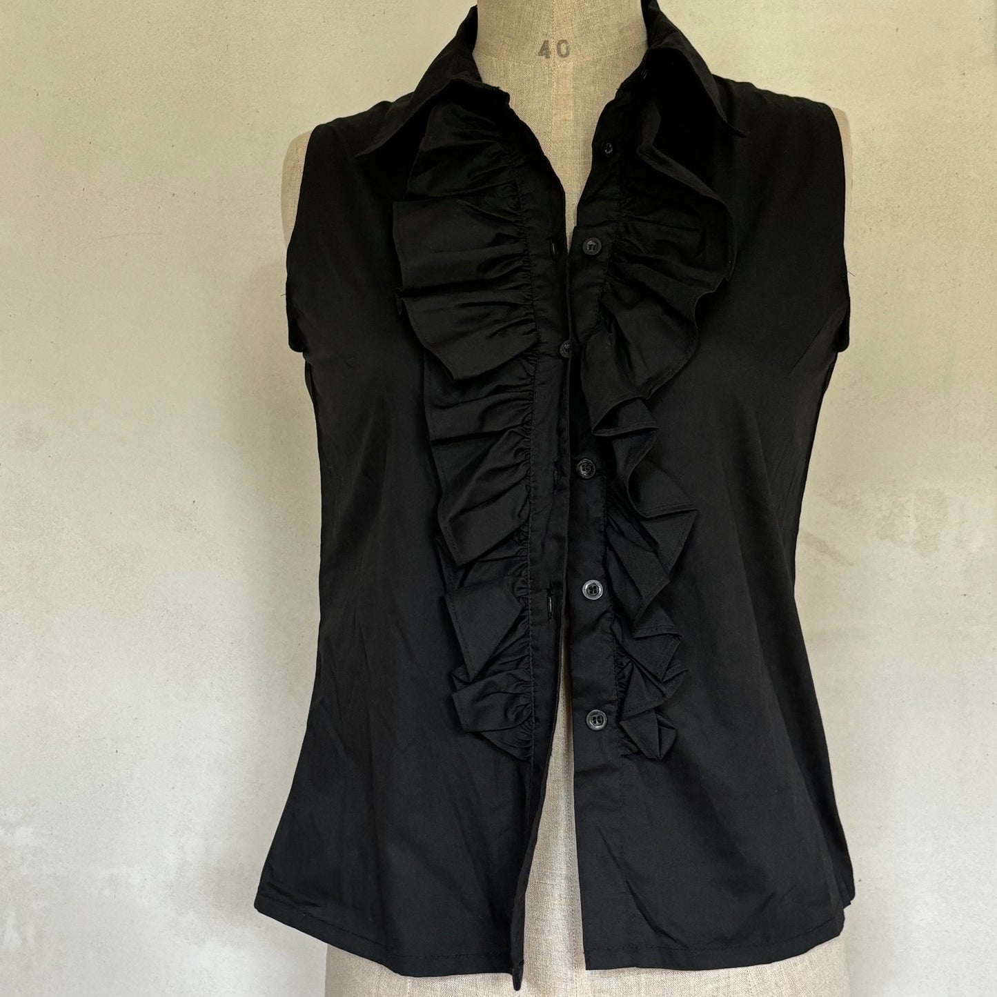 Black Ruffle Vest Top (S)