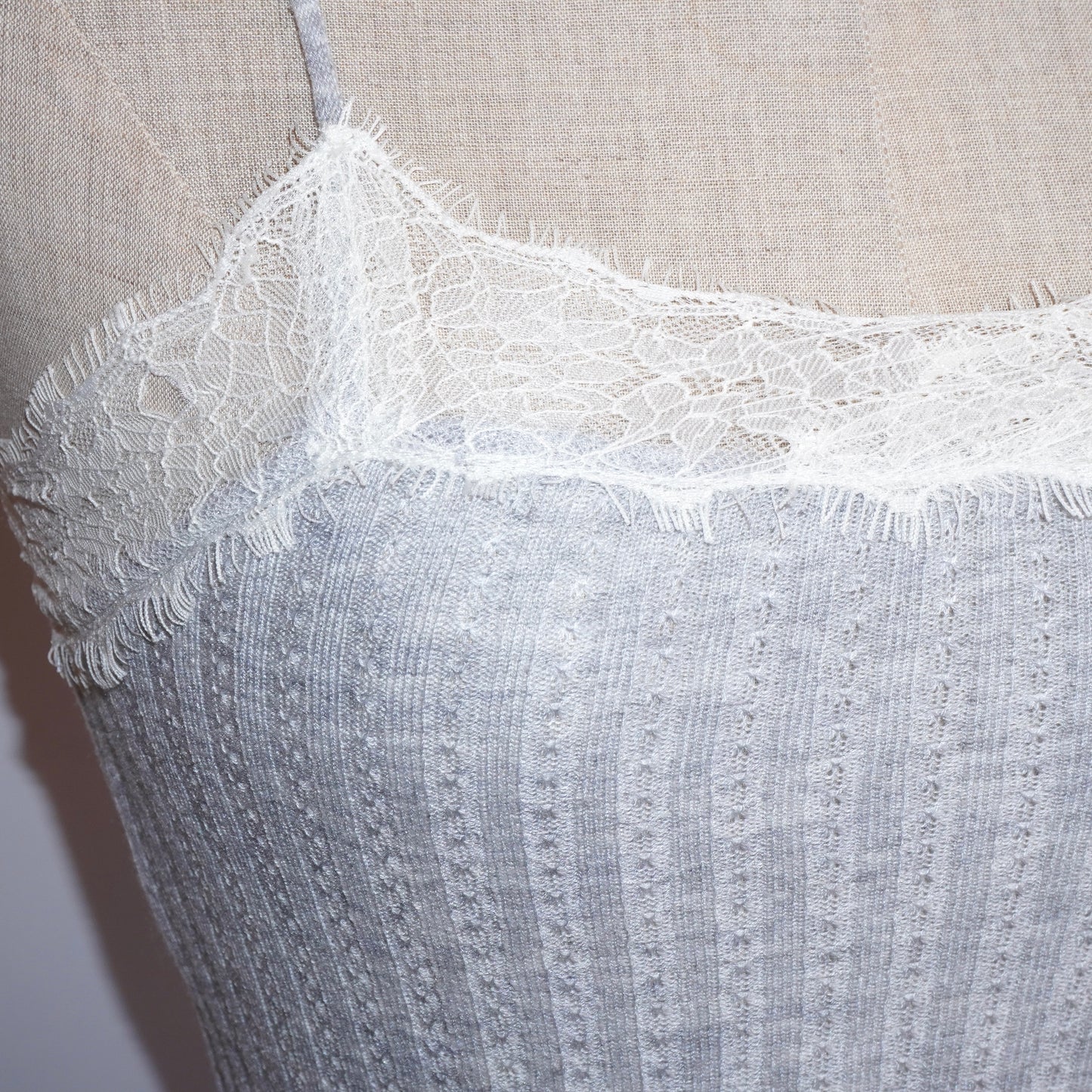 Ribbed Lace Cami Top (XS)