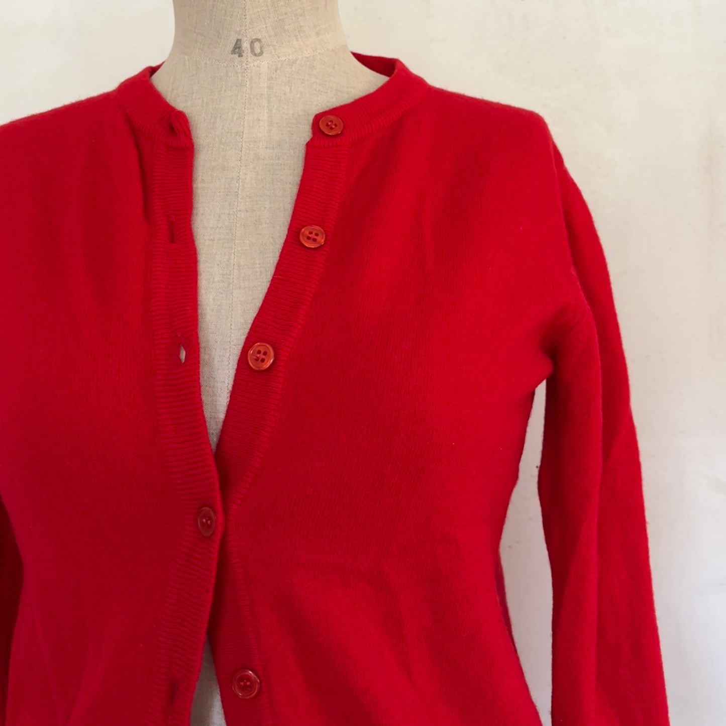 Red Wool Cardigan (S)