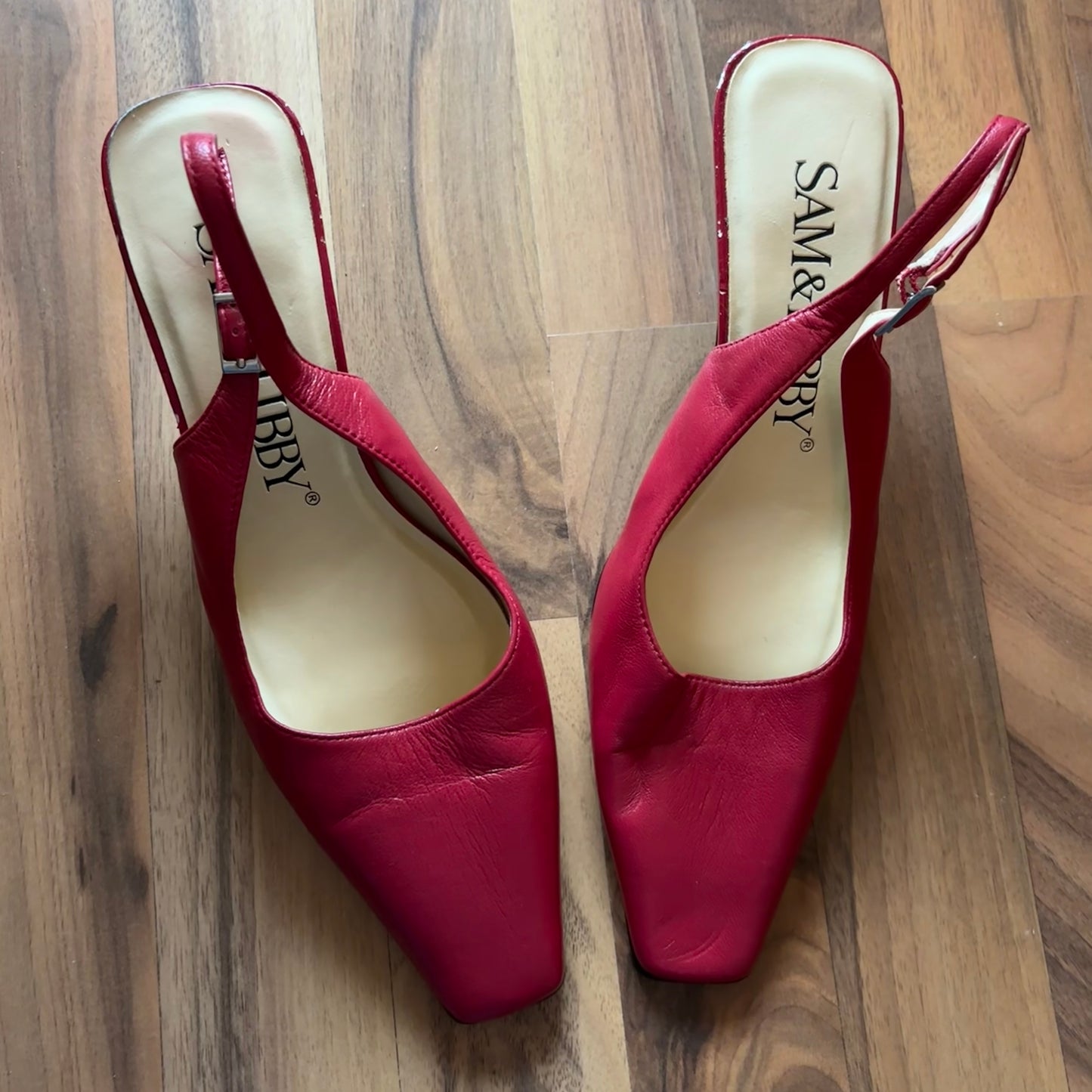 Red Leather Slingbacks (37.5)