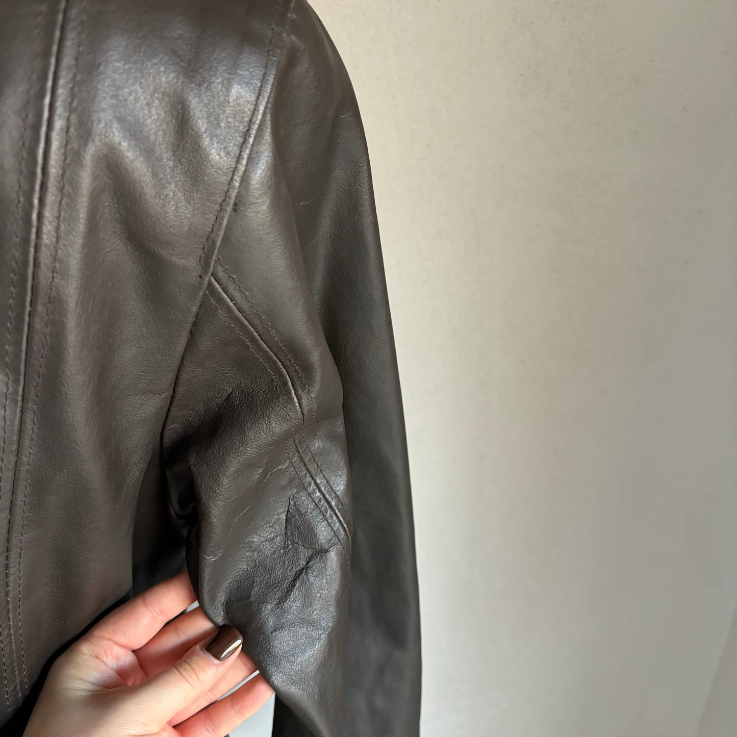 Brown Leather Coat (S)