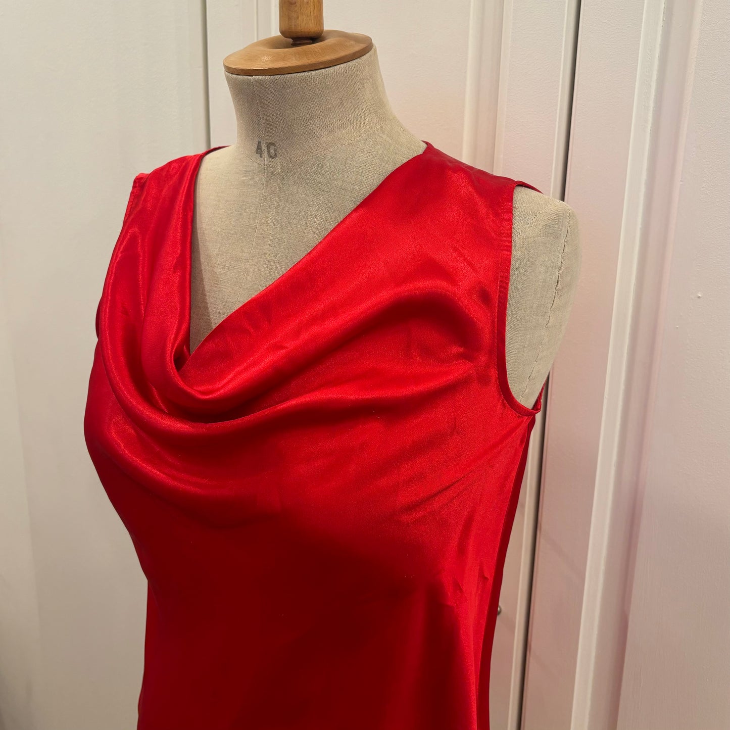 Red Satin Cowlneck Top (M)