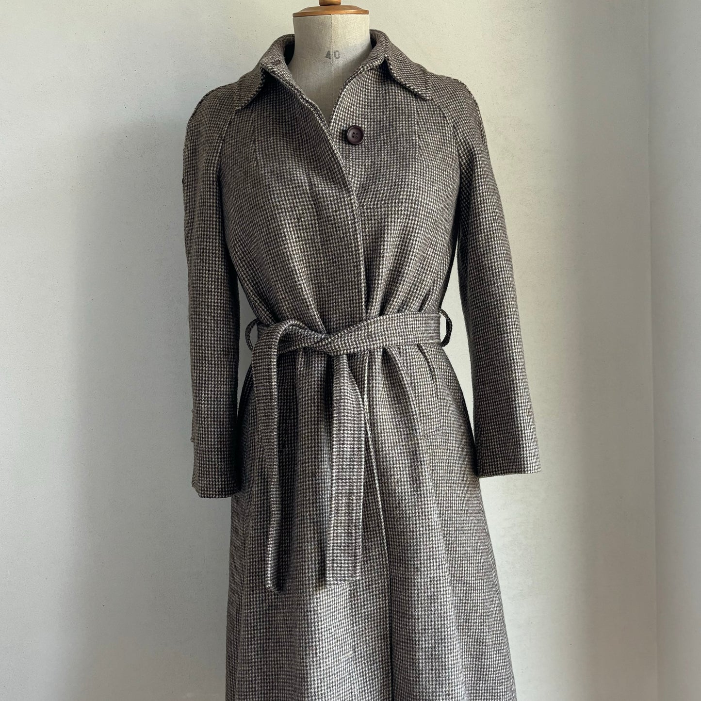 Wool Herringbone Trench Coat (S)