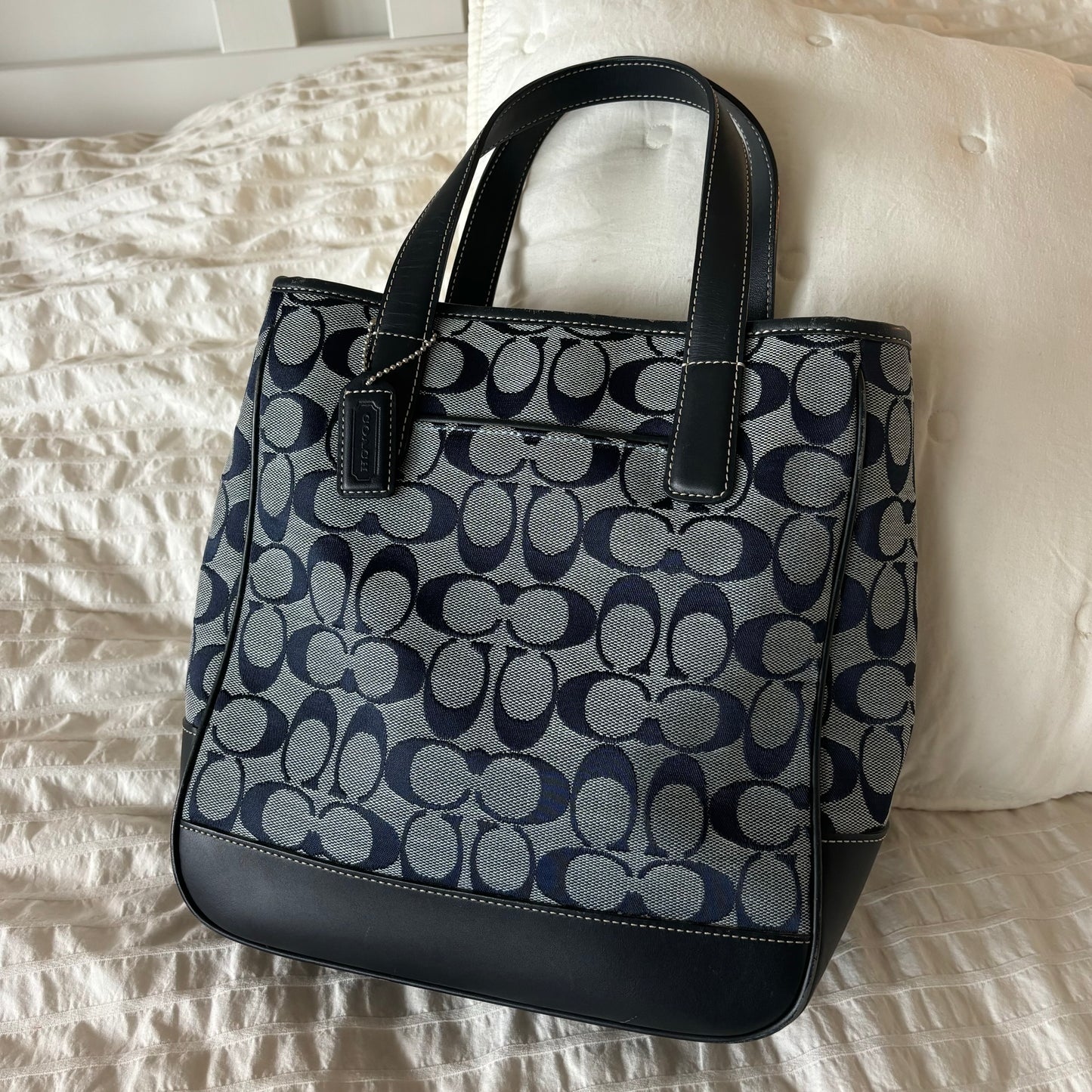 Coach Navy Monogram Tote