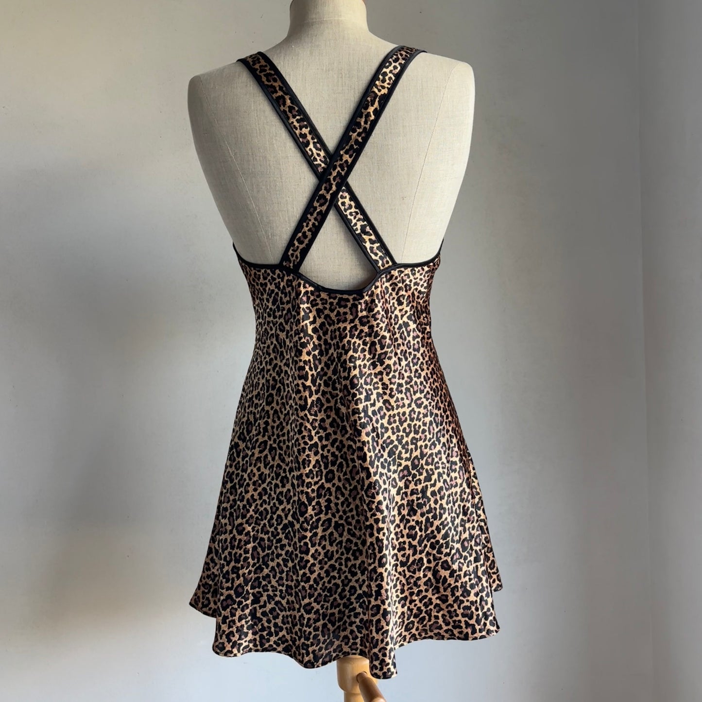 Leopard Satin Slip Dress (M)