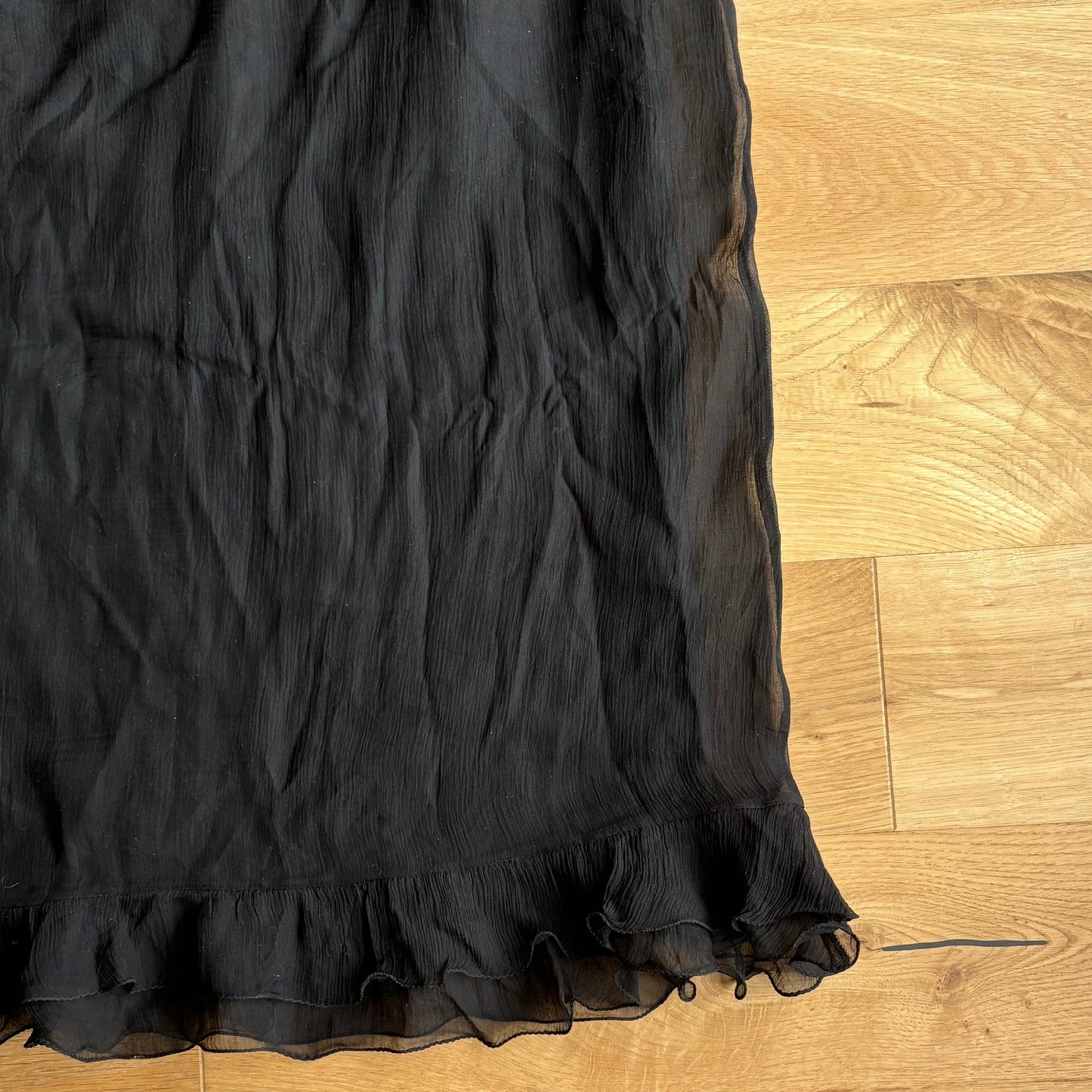 Black Silk Ruffle Skirt (XS/S)