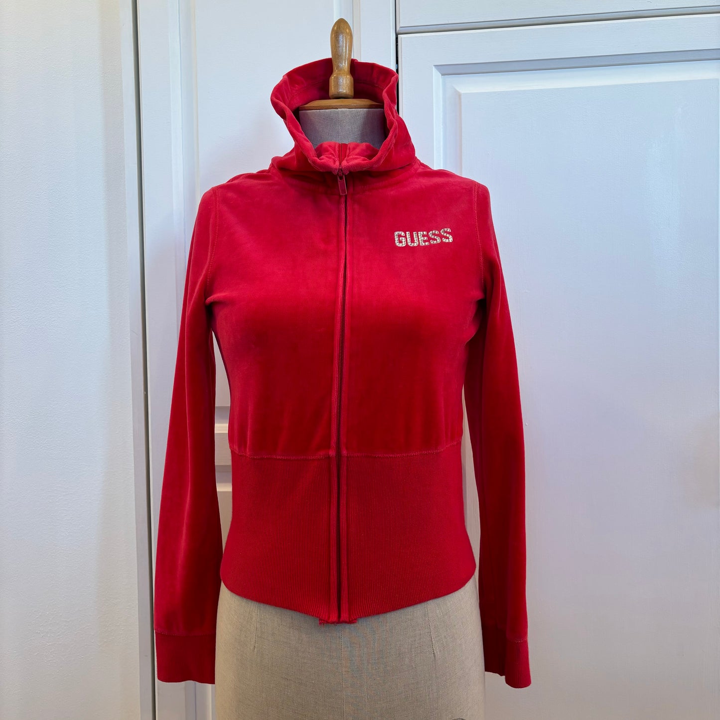 Guess Red Velour Jacket (S/M)