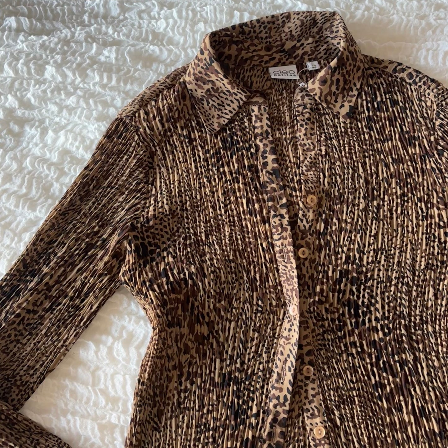 Leopard Pleated Blouse (S/M)