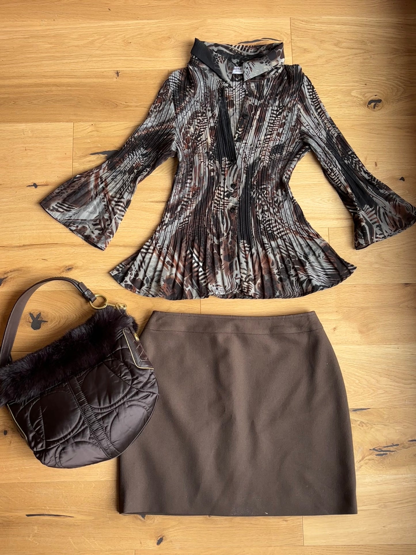 Pleated Animal Print Blouse (S/M)