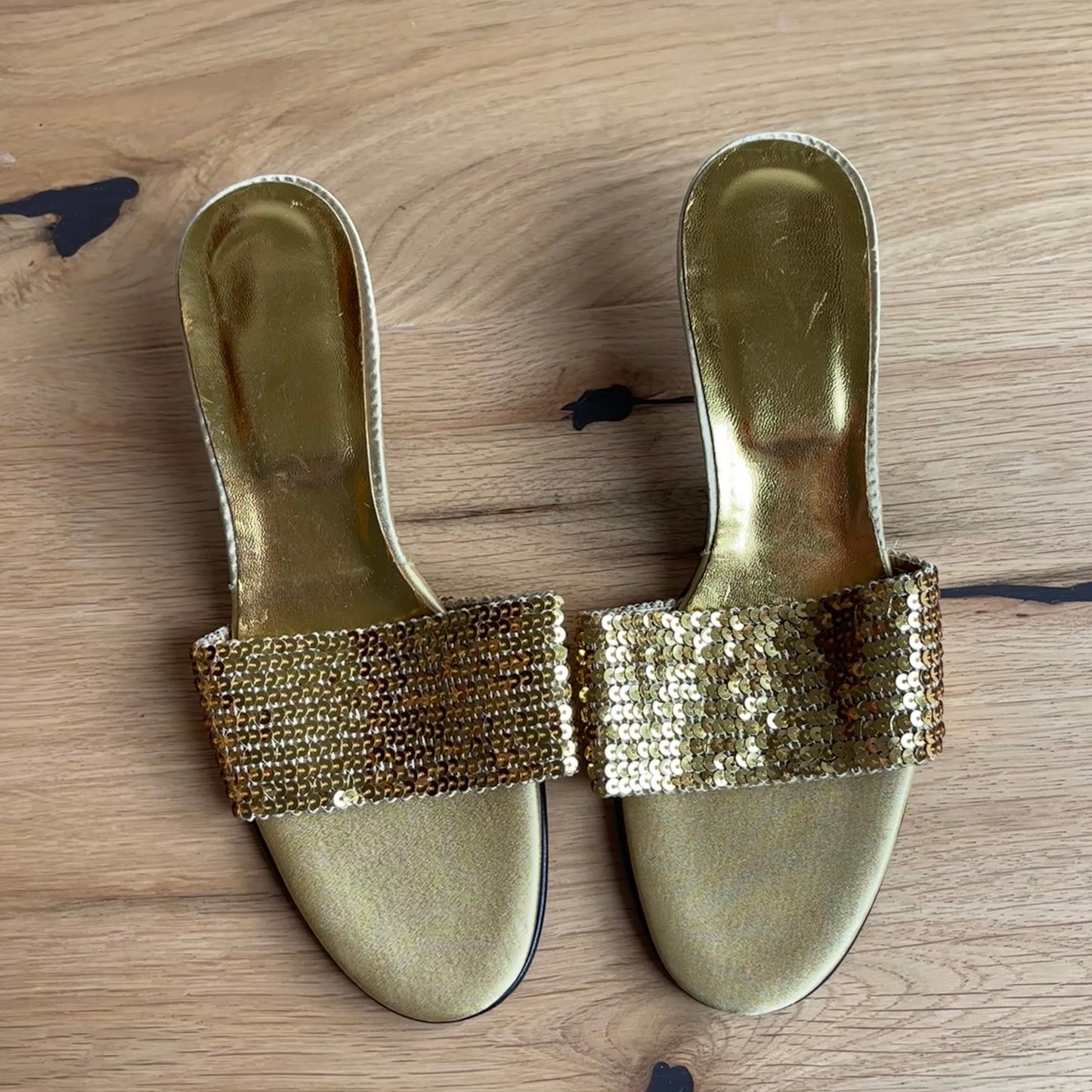 Gold Sequin Mules (36)