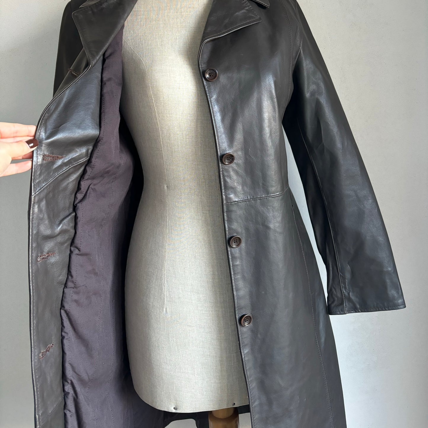 Brown Leather Coat (S)