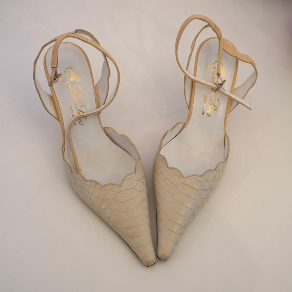 White Pointy Leather Heels (37)