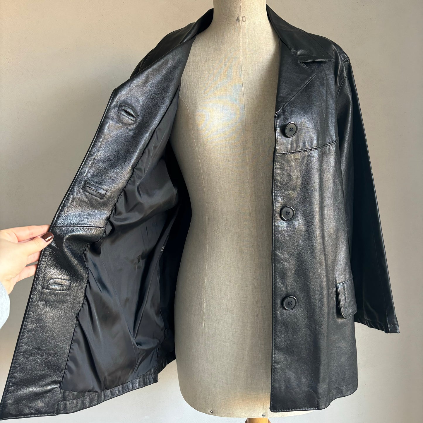 Black Leather Coat (M/L)