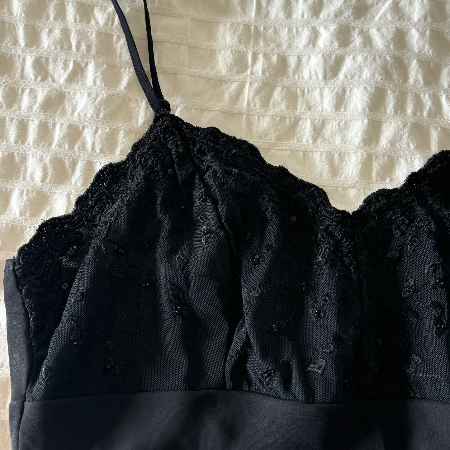 Black Flowy Beaded Dress (S)