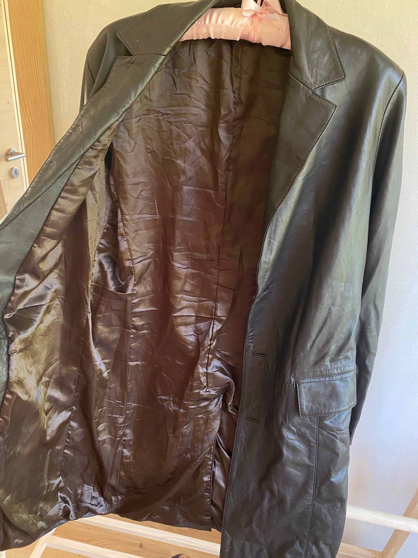 Long Brown Leather Coat (S/M)