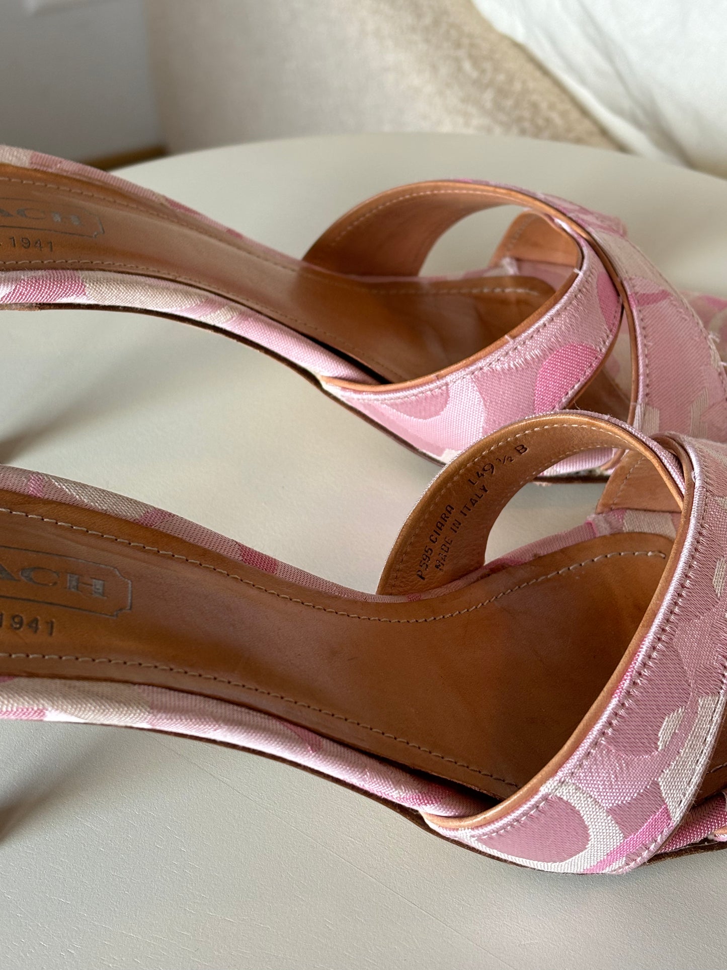 Coach Pink Monogram Mules (39.5)